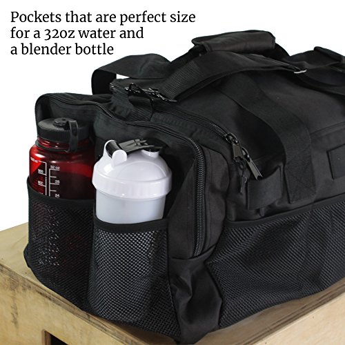 gym bag with shoe compartment and water bottle holder